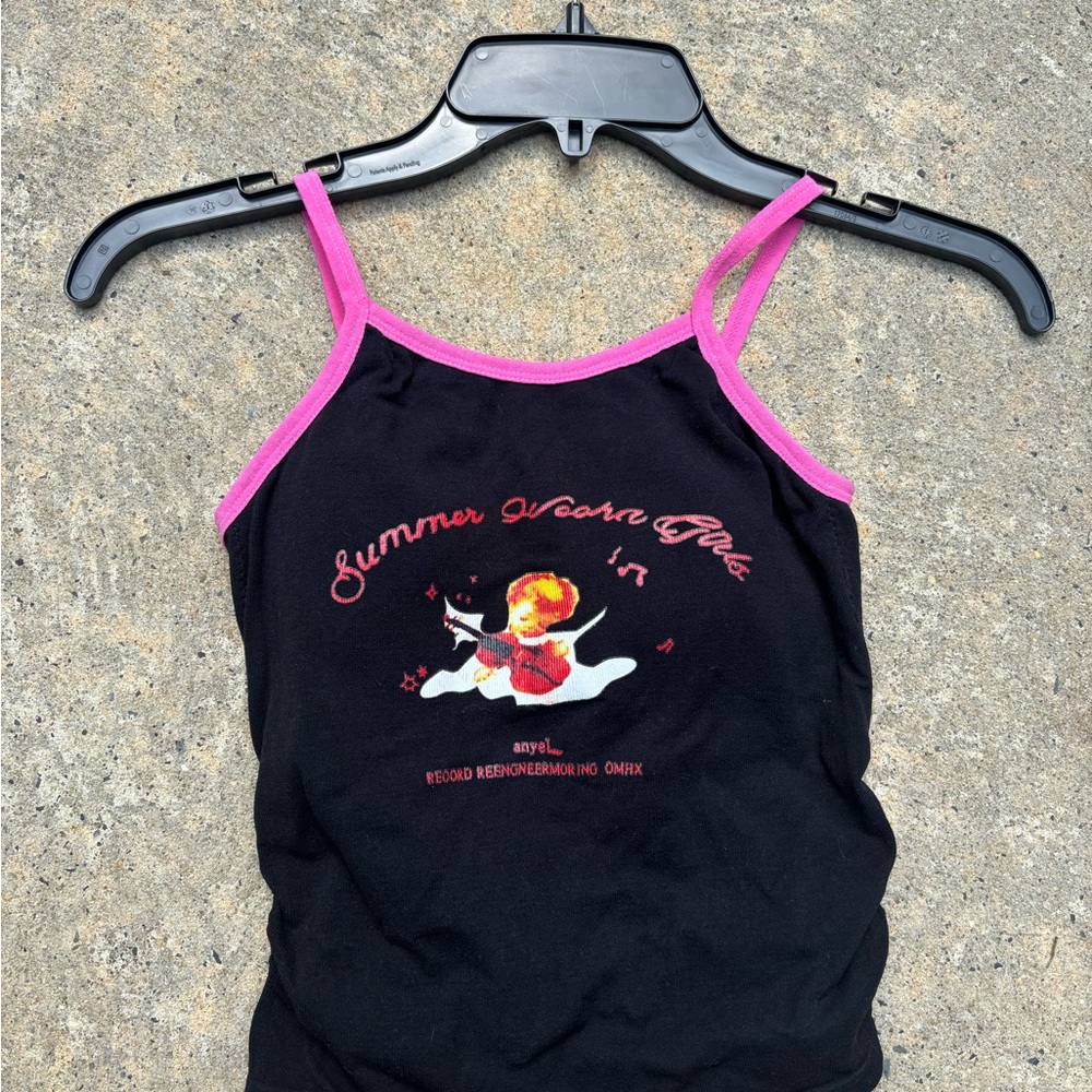 Black Tank Top with Pink Trim